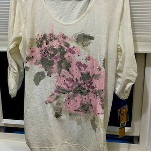 DKNY white and pink shirt